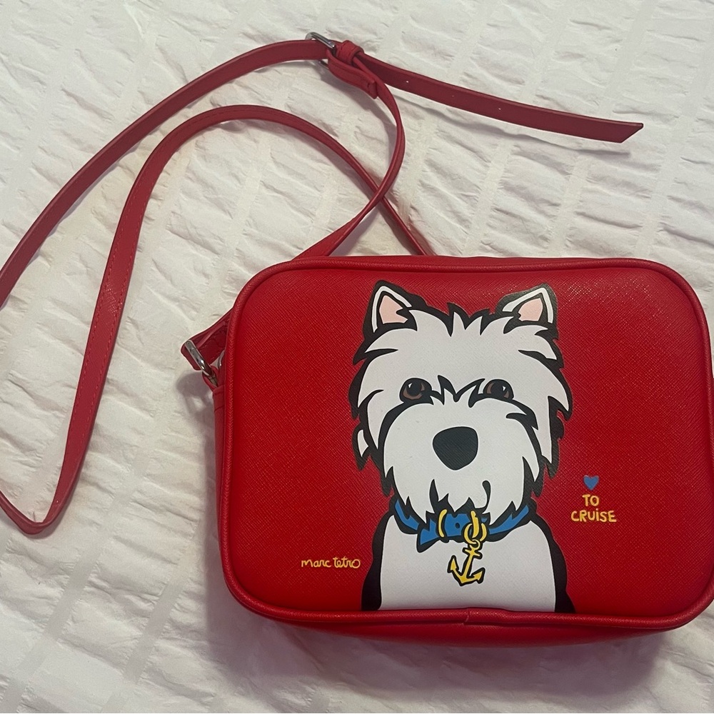 Marc Tetro Red Crossbody Bag with Dog Design